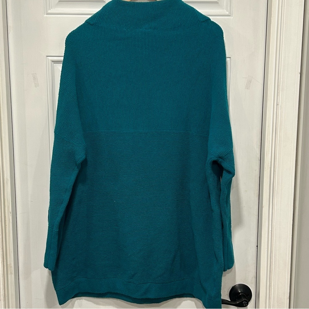 Free People Electric Teal Long Sleeve Ottoman Slouchy Ribbed Tunic Sweater Sz M - Picture 5 of 9